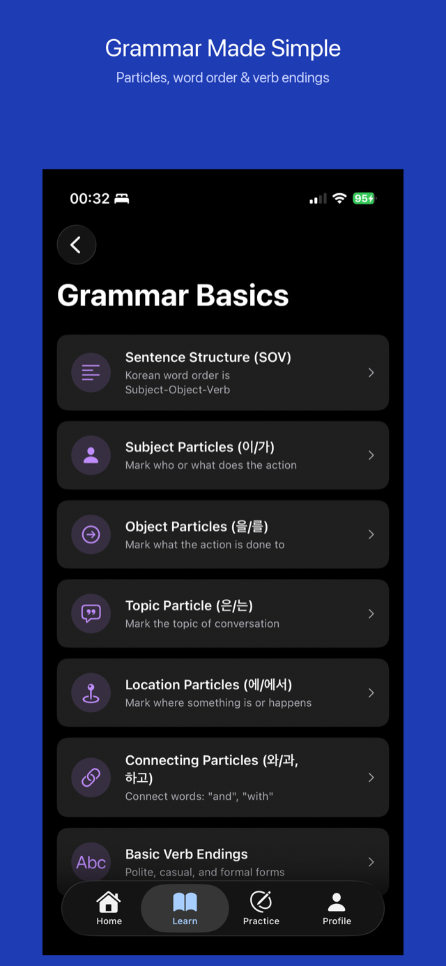 Grammar made simple — particles, word order, verb endings